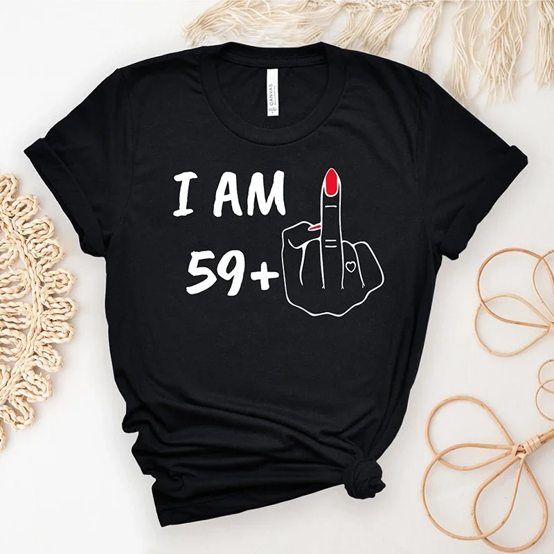 Sono 59 Plus 60 anni festa di compleanno T-Shirt donna 60th Graphic Tee T-Shirt manica corta in cotone donna donna fidanzata regalo