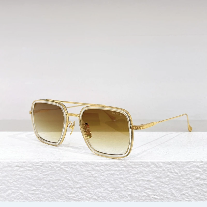 Original Trend Top Quality Gold Alloy Frame Polarized Men Eyewear Classics Business Square FLIGHT 006 Women Unisex Sun Glasses