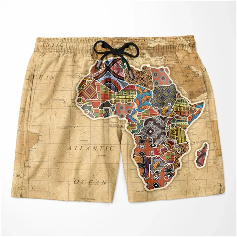 Men's Beach Pants African Tradition Pattern 3D Printed Shorts Men's Summer Oversized Shorts Fitness Streetwear Men's Ropa Hombre