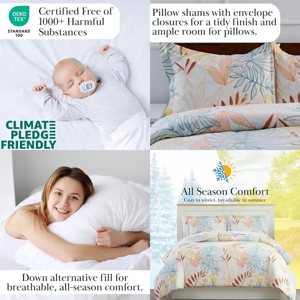 

Комплект постельного белья Tropical Leaf Cream: всесезонное одеяло с 2 наволочками, плюшевая микрофибра, размер XL Twin