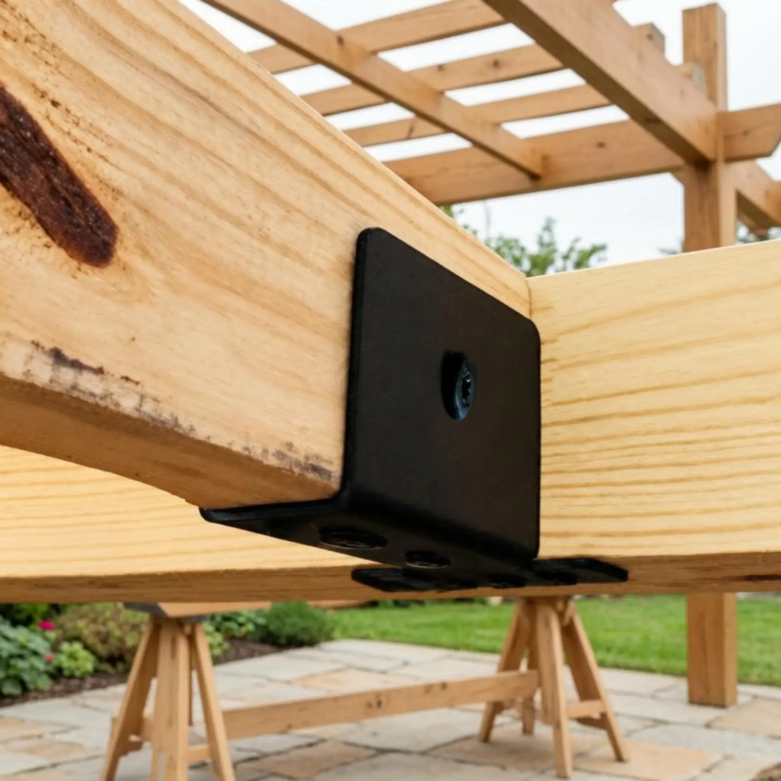 Heavy Duty Pergola Beam Bracket Connector for Shed Gazebo Patio Wood Frame Joint Support Metal