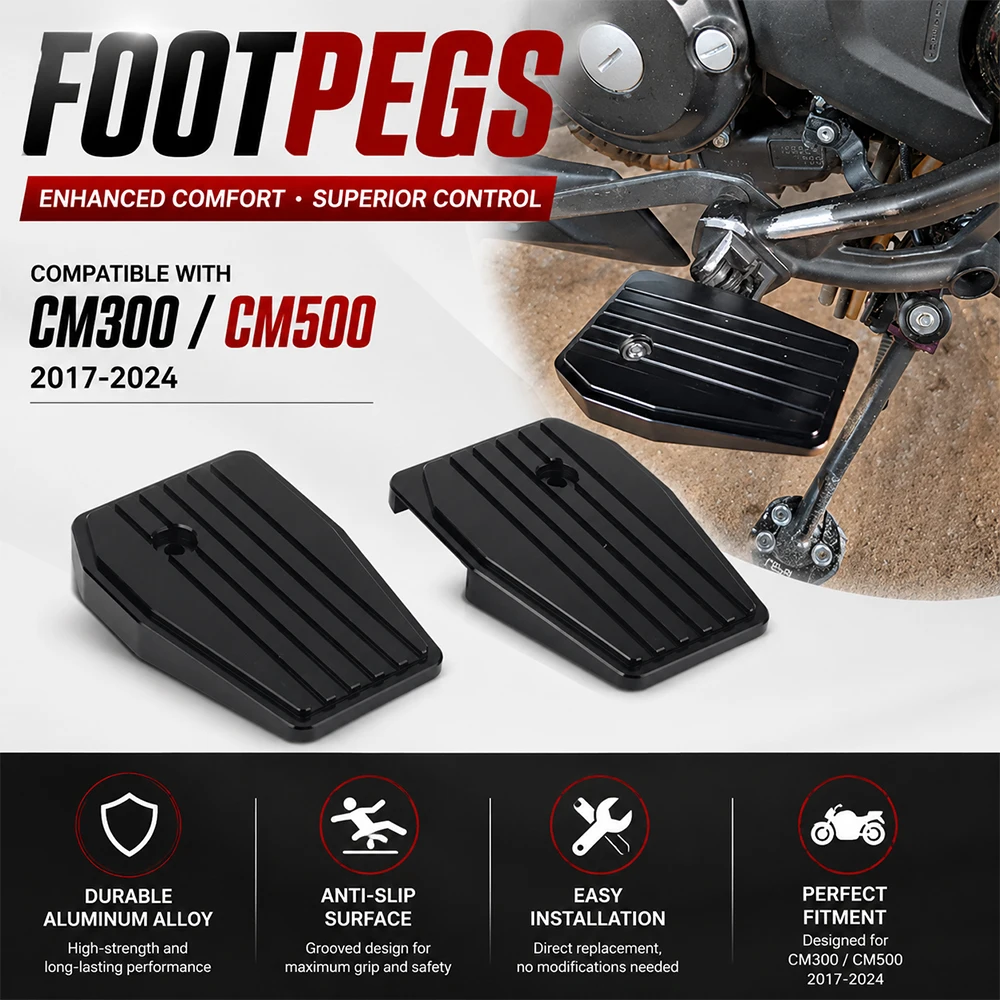 Fit For CMX500 Rebel CMX 500 300 Rebel500 CM500 2017-2024 Motorcycle Accessories Billet Wide Foot Pegs Pedals Footrest Footpegs