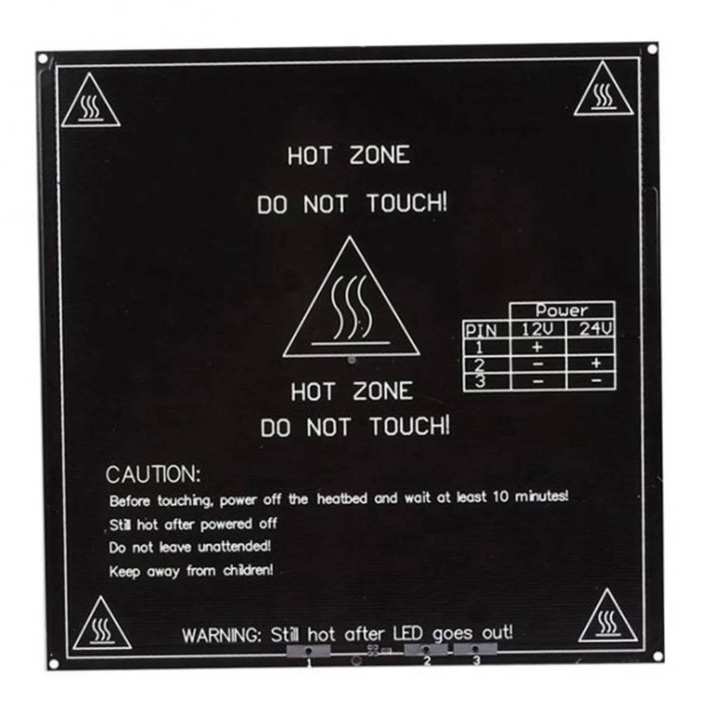 

3D Printer Heatbed 214x214mm 3Mm Thick Aluminum Board Black Heating Element Pcb Reprap 12V 24V Stable Power Circuit