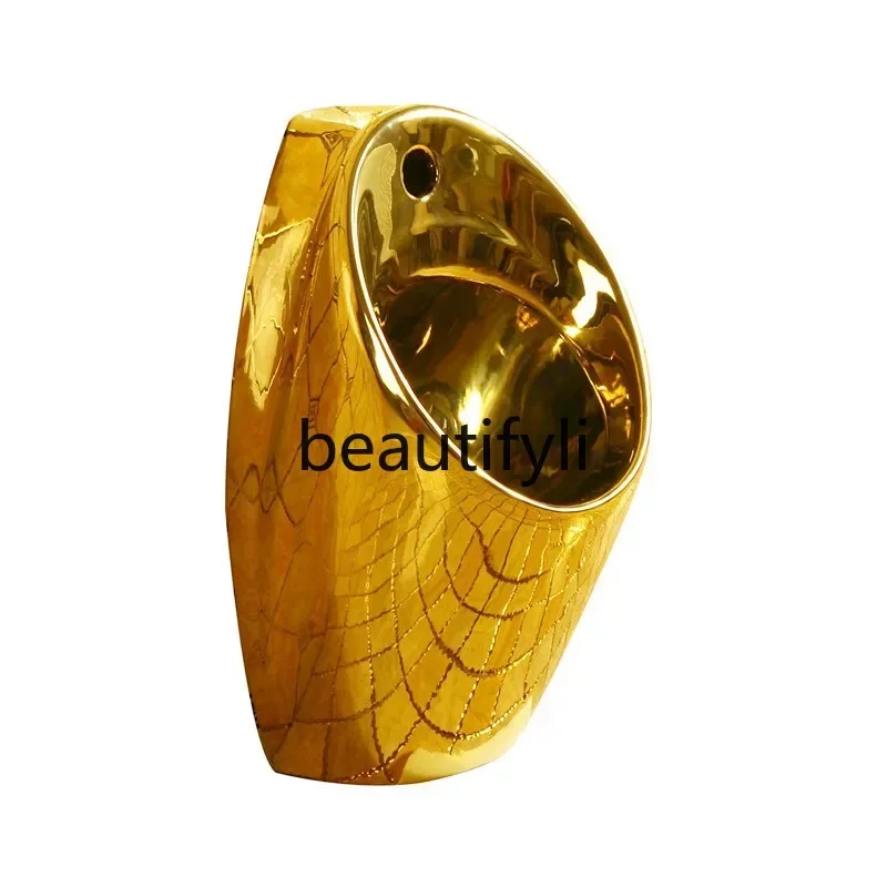 

Automatic induction gold urinal ceramic men's local tyrant gold urinal wall hanging gold urinal vertical6239