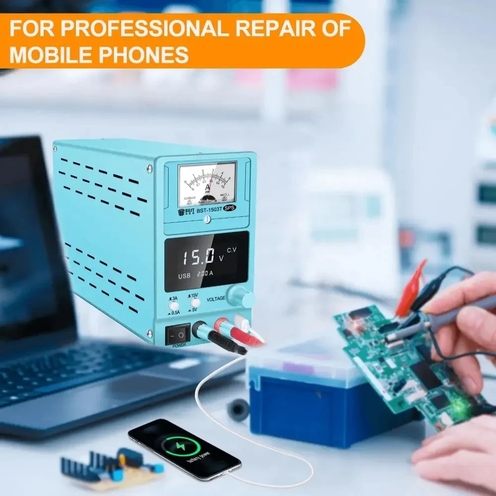 BST-1503T 15V 3A Catu Daya DC untuk Perbaikan Ponsel Catu Daya dengan Layar Penunjuk Digital LED Catu Daya Teratur yang Dapat Disesuaikan