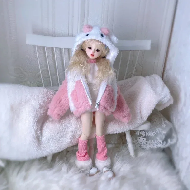 (Aangepast) 1/3 1/4 1/6 Poppenkleertjes Pak voor Bjd Pop Pluche Leuke Set Dress Up Speelhuis 60/45/30cm Pop Accessoires, geen Pop