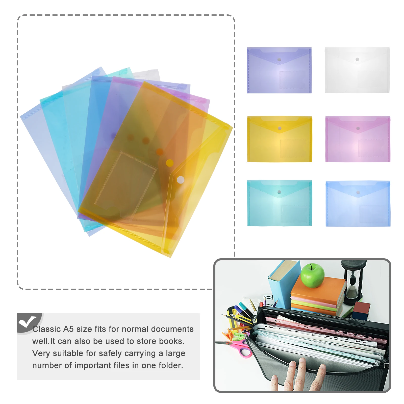 

30 Pcs A5 Transparent File Folders PP Document Storage Organizer Desk Papers Pocket Holder Office Supplies Folder