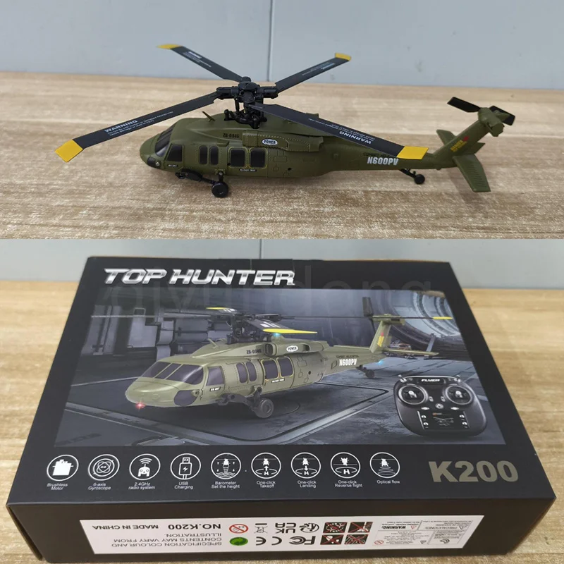 

K200 Новый продукт, бесщеточный 6-канальный безвоздушный вертолет для трюков «Черная пчела», оптическое позиционирование потока, радиоуправляемая модель самолета, подарок