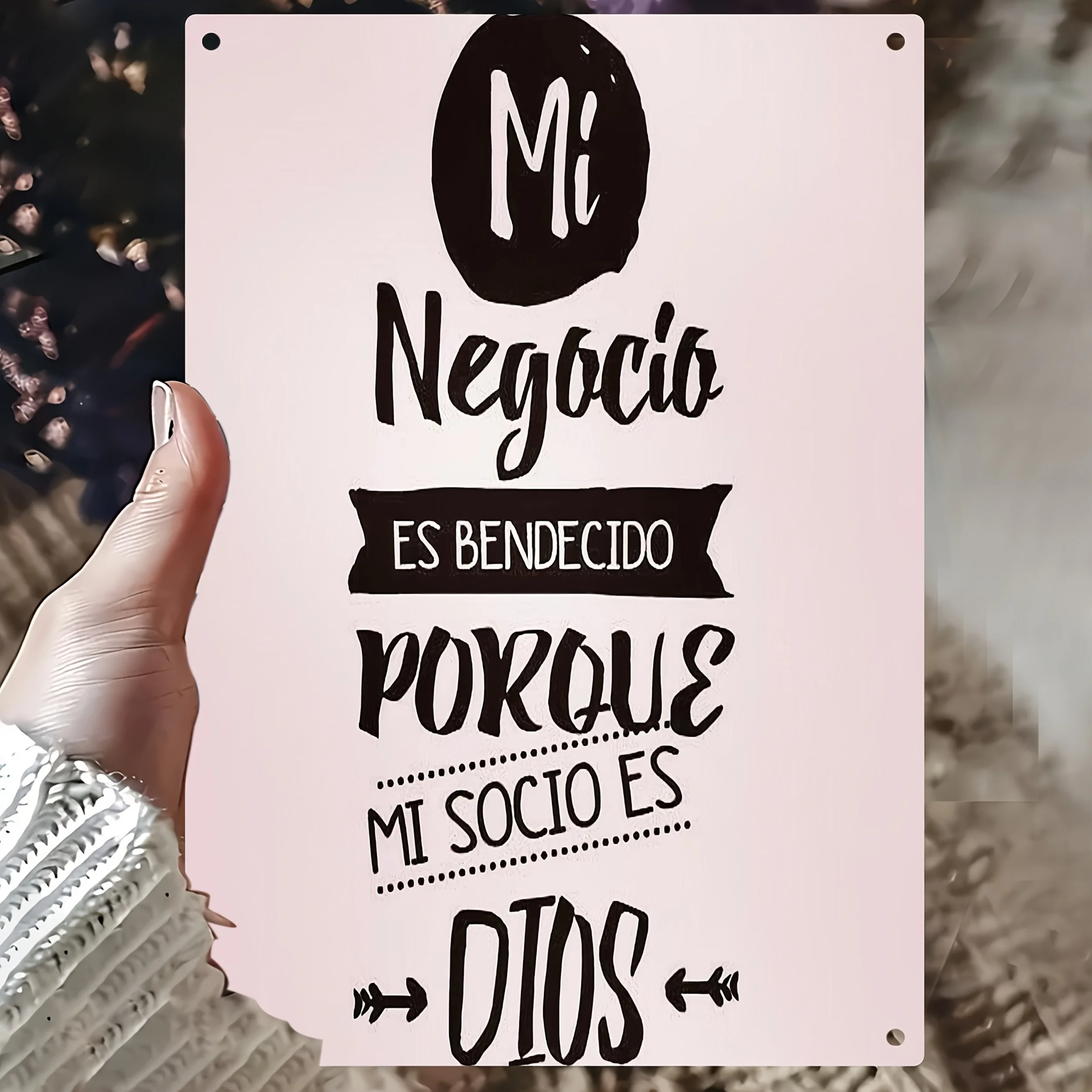 CIFBUY My Business Is Blessed Metal Sign God Is My Partner Faith Plaque Waterproof 2D Flat Wall Art Rustic Home Decor Gift