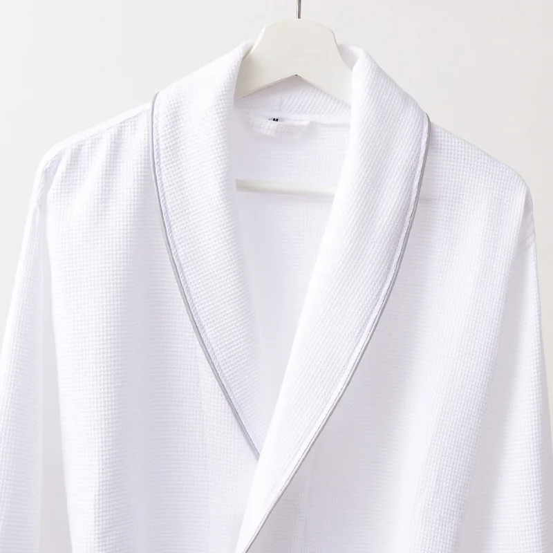 Four Season Pure Cotton Waffle Robe Women Nightgown Kimono Bathrobe Bath Gown Elegant Sleepwear Couples Water Uptake Hotel Robes