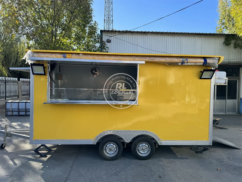 Factory Supply Tune Mini Empty Food Trailer Hot Dog Trailer Fiberglass Mobile Restaurant Wheat Flour Water Pumps for Food Truck