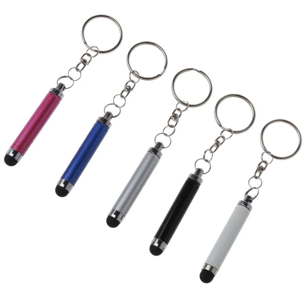 5 Pcs Portable Hand Fob Touch Screen Stylus Keychain Capacitive with Metal Universal Pens