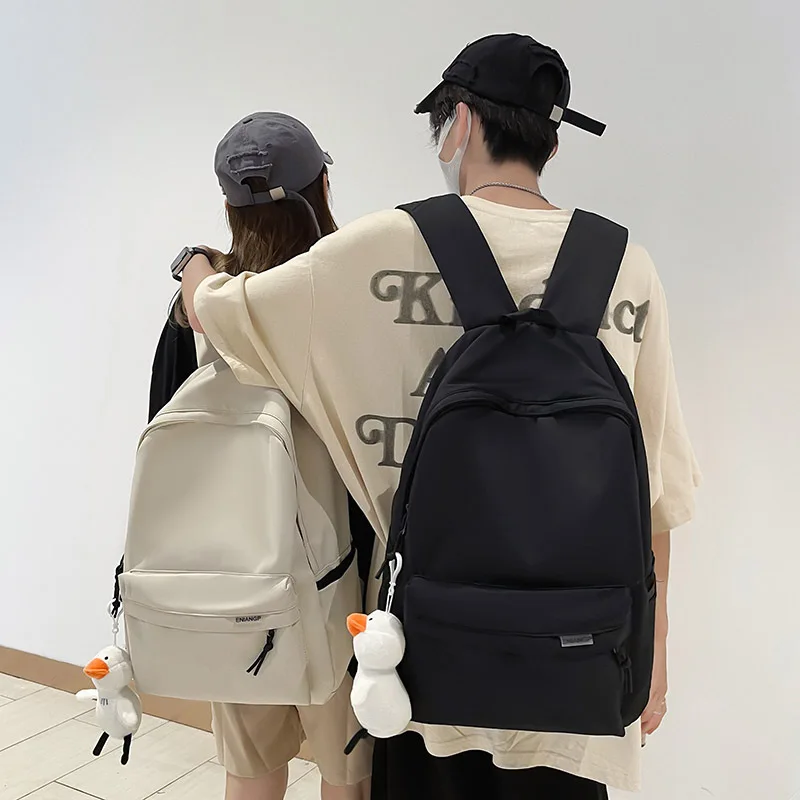 Large Capacity Solid Color Casual Backpack for Teenagers Fashion Student Schoolbag Travel Laptop Bag Unisex Daily Backpacks