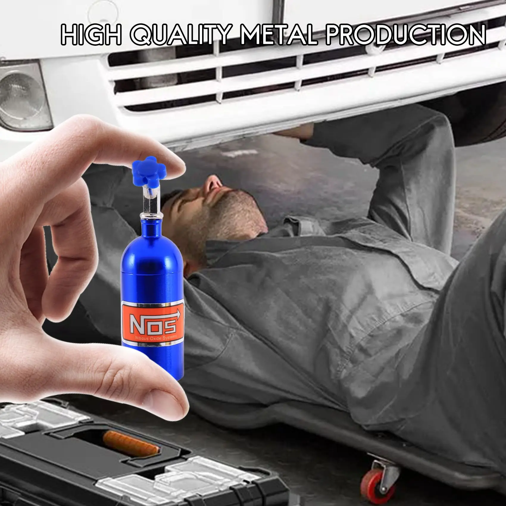 Botella de nitrógeno NOS simulada de metal para coche trepador de control remoto TRX4 D90 D110 Axial Scx10 1/10 90046, azul