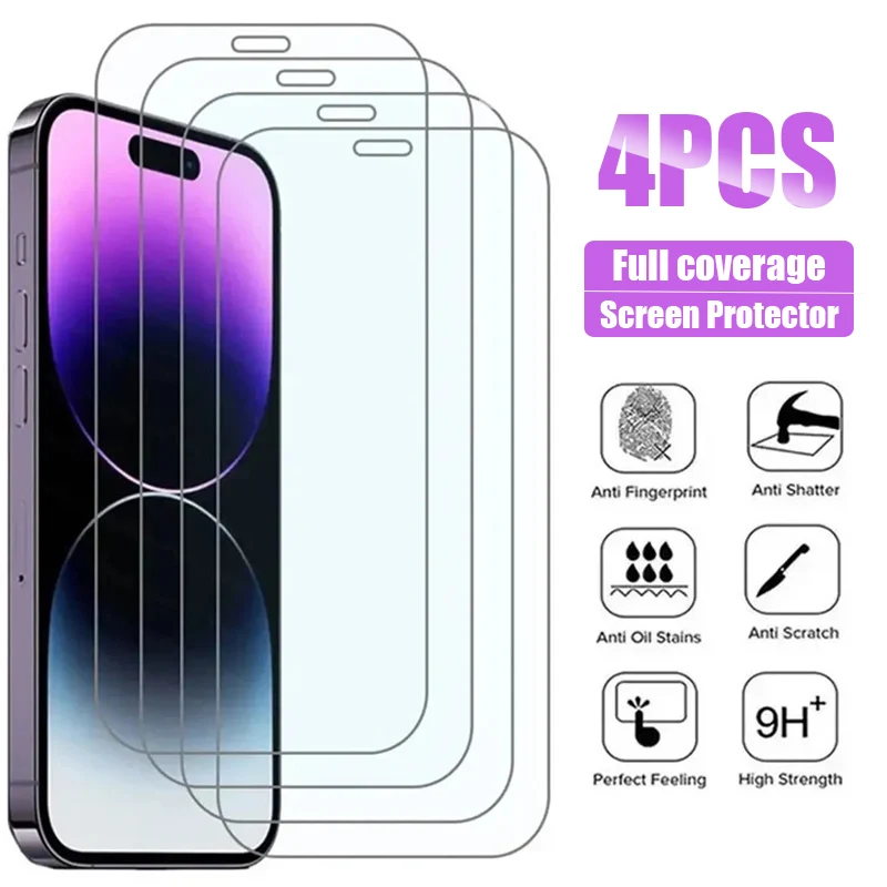 4 SZTUK Pełne szkło hartowane dla iPhone 13 15 16 14 11 12 Pro Max 13 Mini Screen Protector na iPhone Xr X Xs 7 8 Plus SE 2020