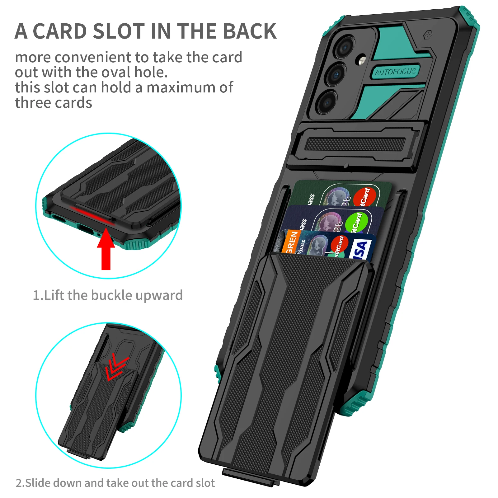 Card Pocket Stand Case for Samsung Galaxy A13 5G A 13 4G SM-S136DL SM-A136U SM-A136U1 SM-A136W Protective Cover