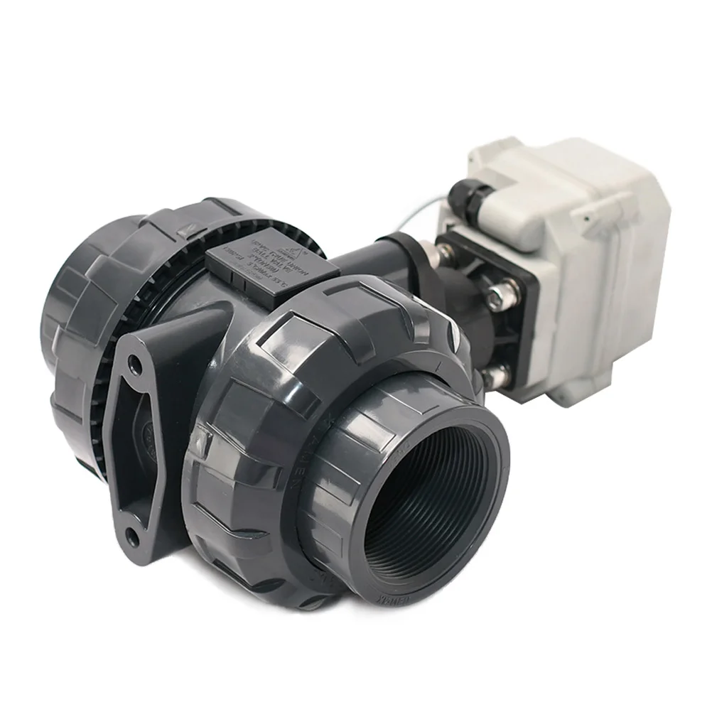 IP67 DN50 2 Inches Electric Motorized UPVC Ball Valve AC/DC9-24V