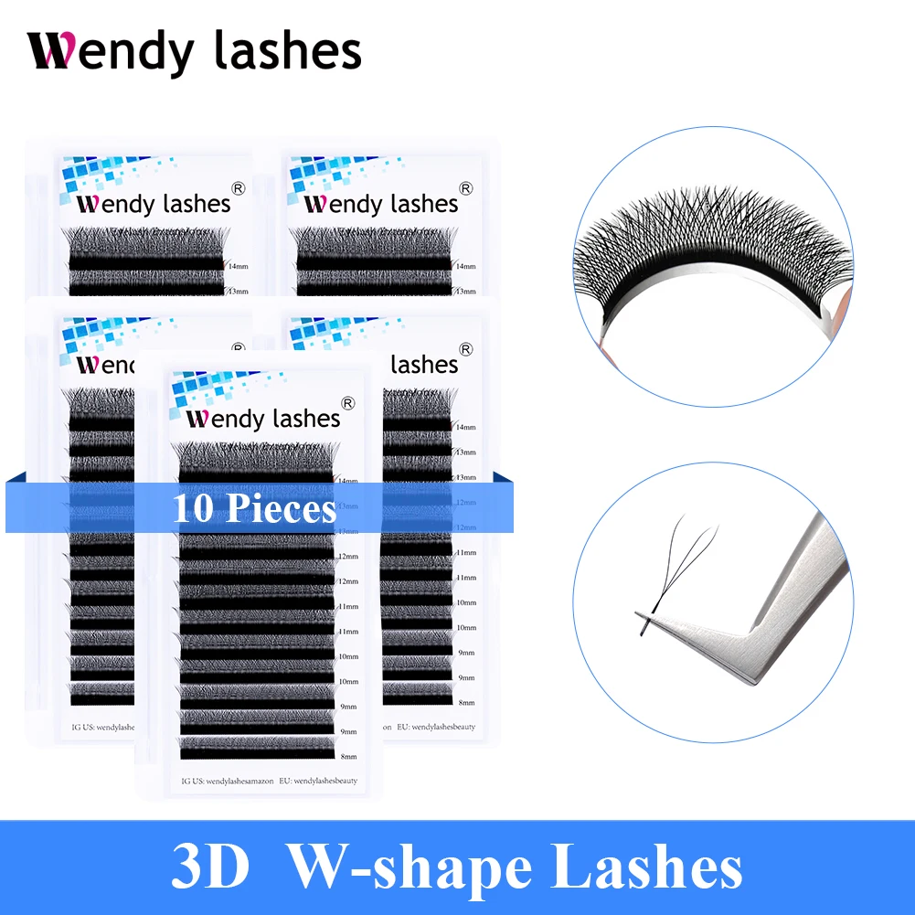 10pcs/set W Shape Eyelash Extensions 3/4D Premade Volume Fan Lashes W Style Lashes Mink Volume Lashes Natural Eyelashes