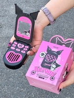 2024 Sanrio Melody Mobile Kuromi Phone Handheld Small Fan 900mah Portable Hanging Neck Electric Fan Cute Girl Birthday Toy Gift