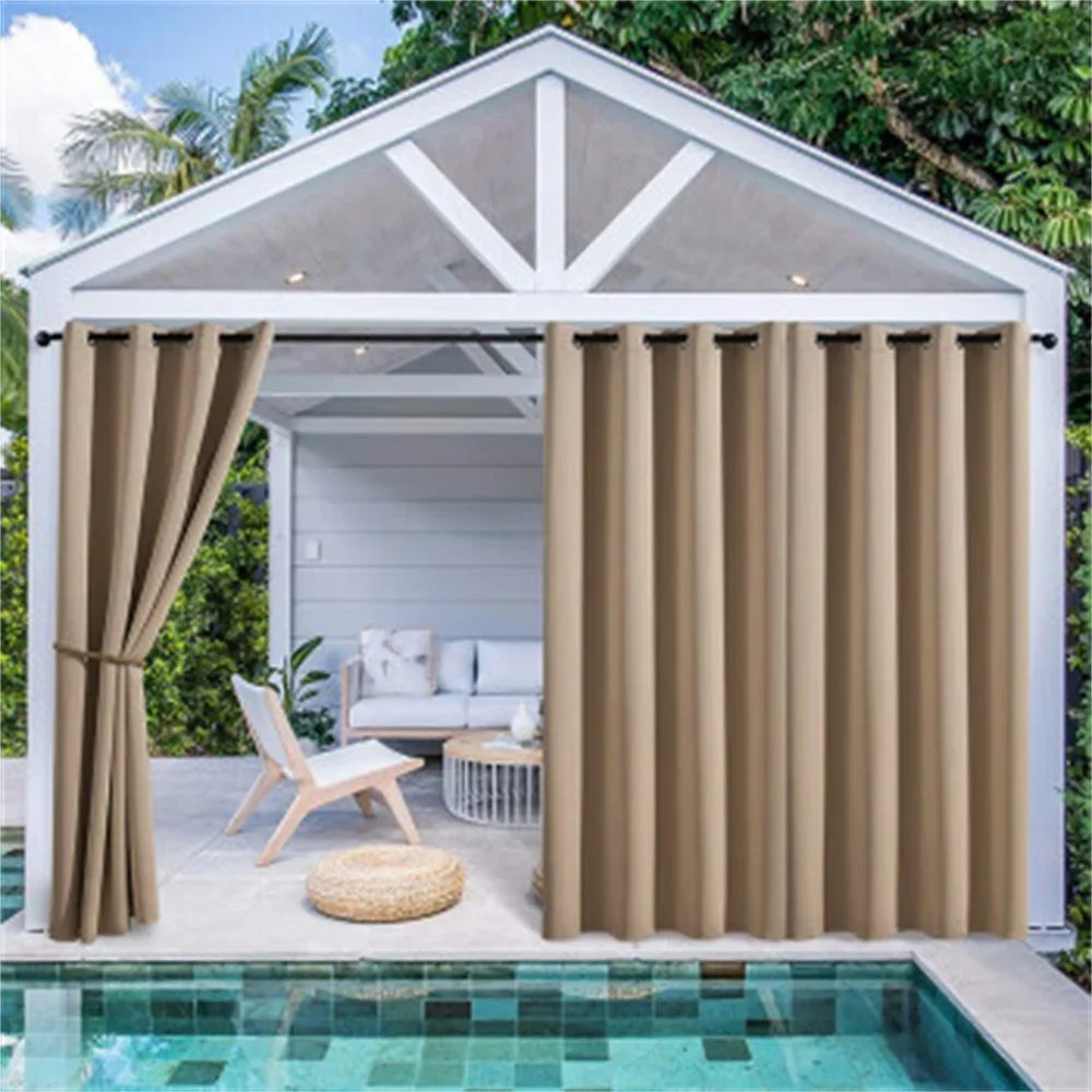Rideaux à œillets supérieurs personnalisés, rideaux à œillets imperméables d'extérieur, rideau de décoration avec sangle pour jardin, Patio, porche, piscine