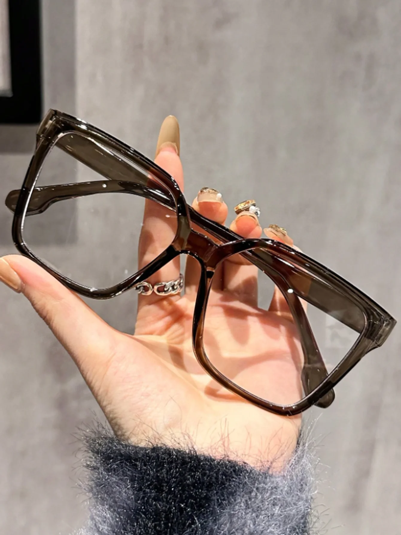 1Pc/2Pcs/3Pcs/4Pcs Elegant, Simple and Stylish Geometric Glasses with Transparent Lenses, Suitable for Daily Office Reading image 5