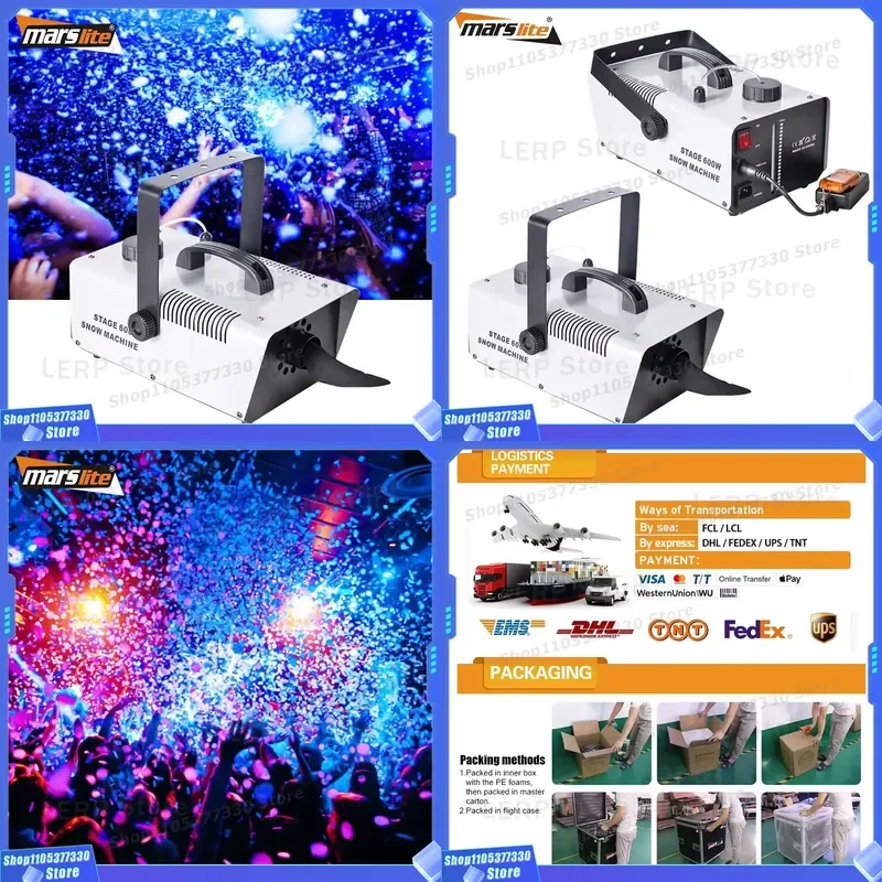 Professional 600W DJ Snow Machine for Stage Effects Party Club Equipment High Power Artificial Snow Fogger Device for Disco