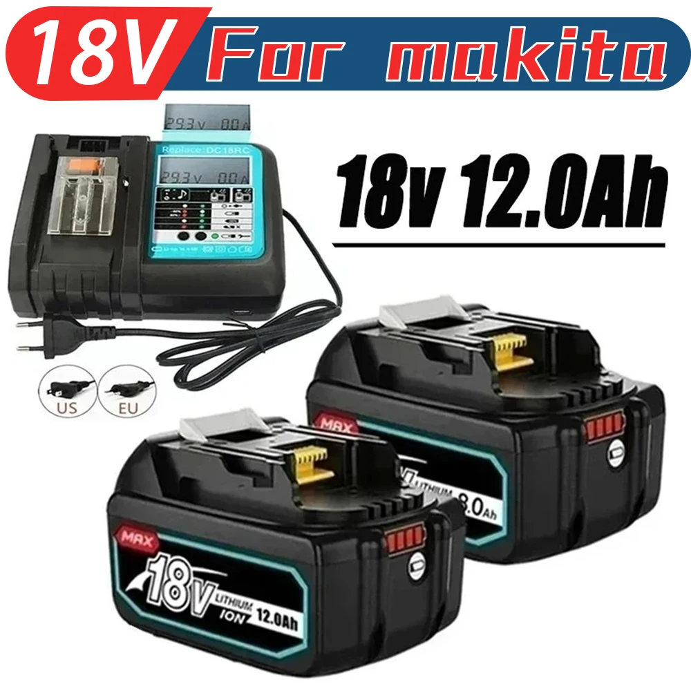 WIth LED Charger BL1860 Rechargeable Battery 18V 12000mAh Lithium Ion for Makita 18v Battery 12Ah BL1840 BL1850 BL1830 BL1860