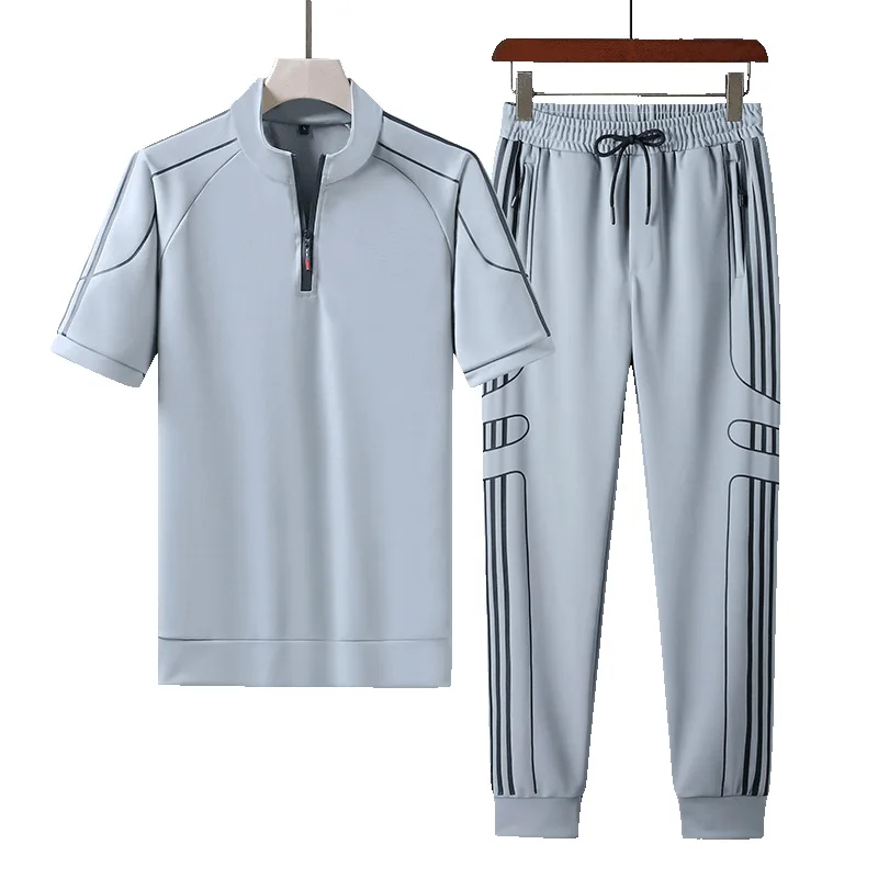 2024 Summer New Fashion Sports Running Plus-Size Men\'s Casual Relaxed Comfortable Breathable High-Quality Two-Piece Set M-8XL