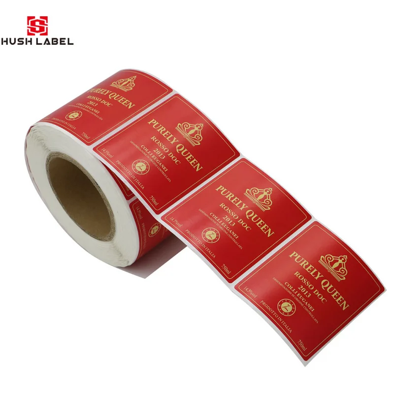 custom.Custom Printing Self Adhesive Embossed Metal Stickers Red Wine Perfume Bottle Printed Labels