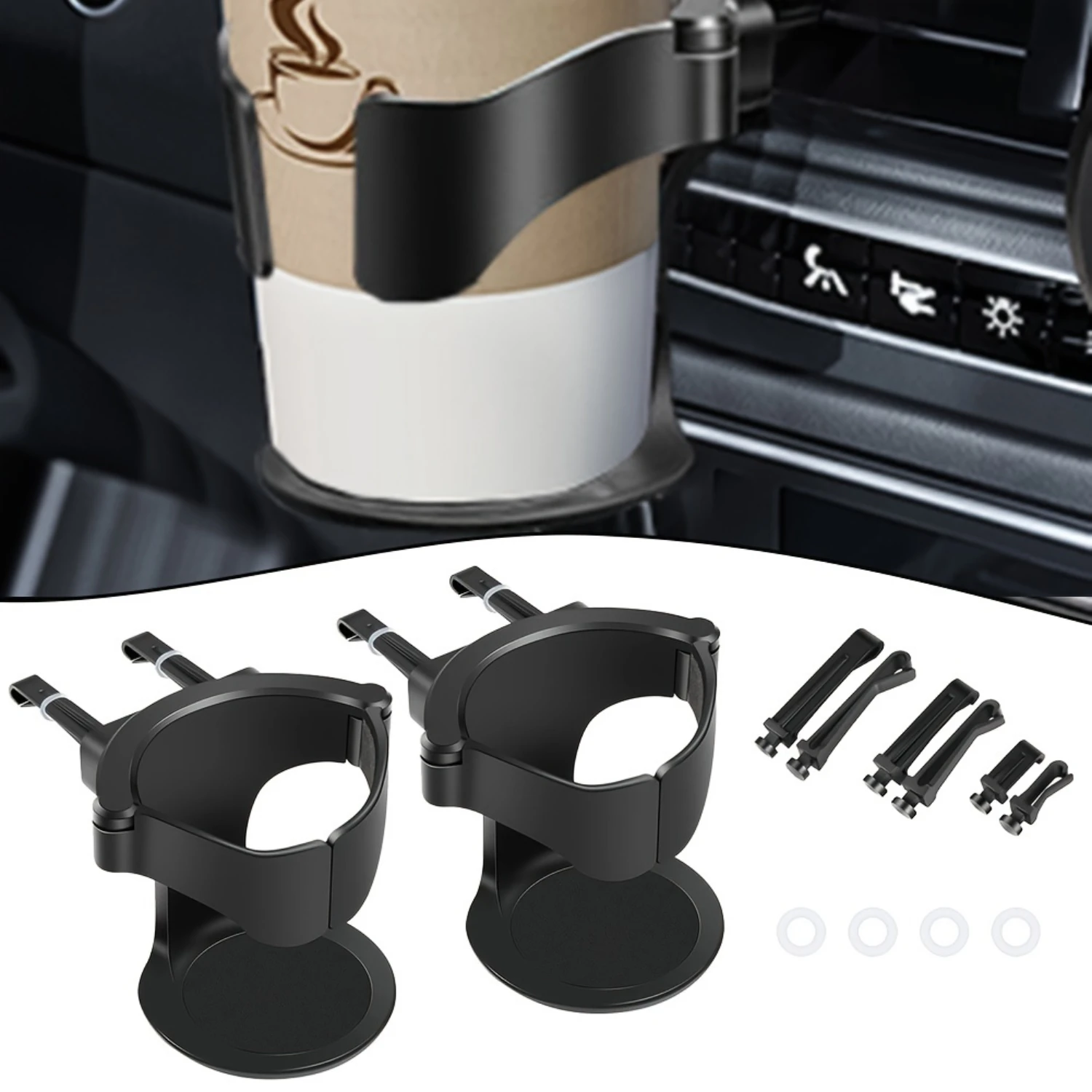 Adjustable Car Cup Holder - Universal Fit Beverage Ashtray - Air Vent Mount