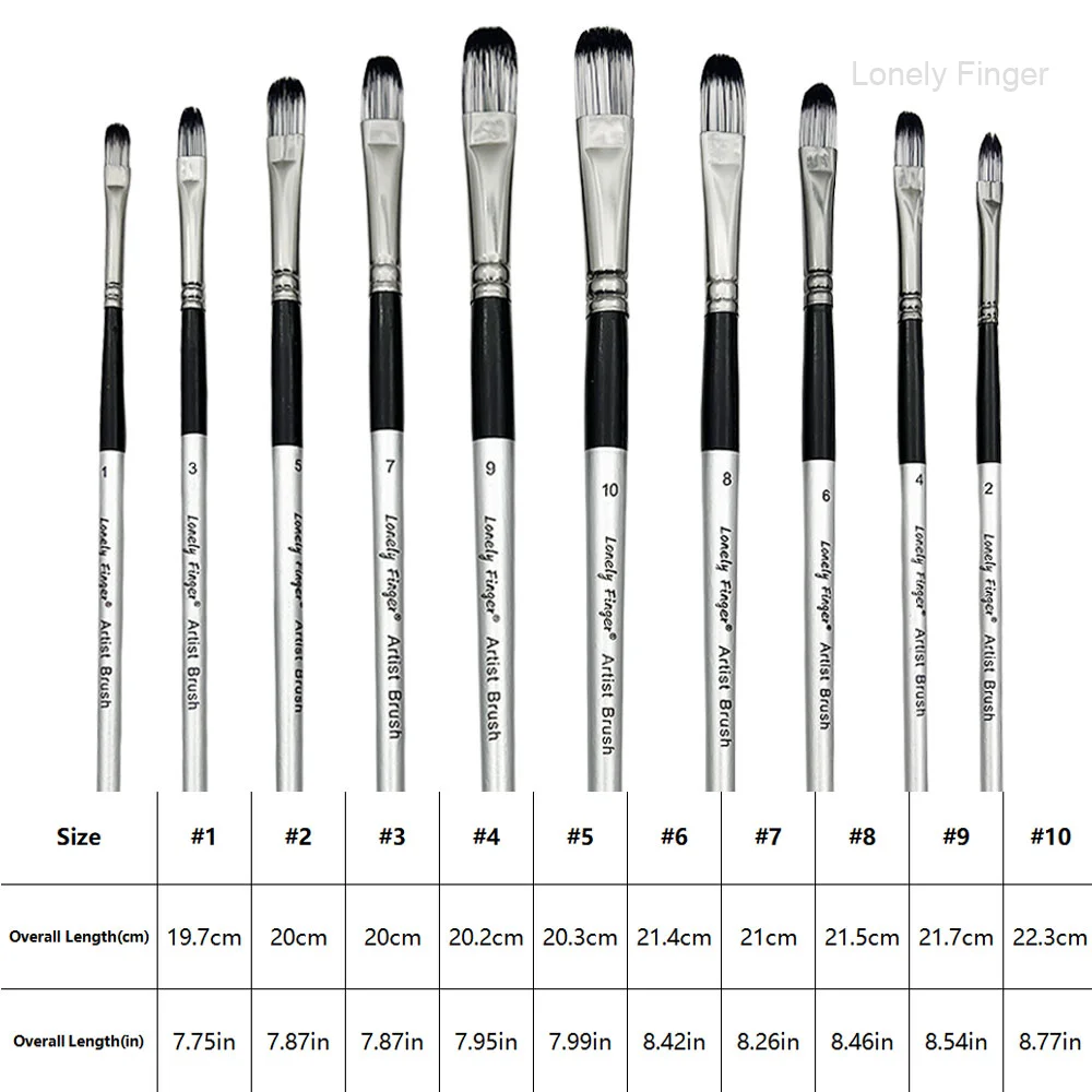 مجموعة فرش طلاء فيلبرت، 10 قطع فرشاة فنية لزيت الأكريليك بألوان مائية الغواش مجموعات رسم احترافية مع اصطناعي #2