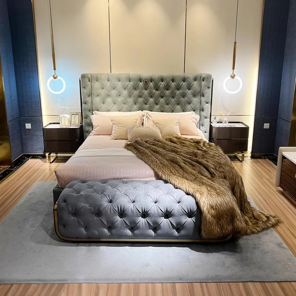 Marcos de cama minimalistas Queen, cama tapizada estética única Para dos personas, dormitorio francés, Camas Y Muebles Para Casa, Muebles Para el hogar