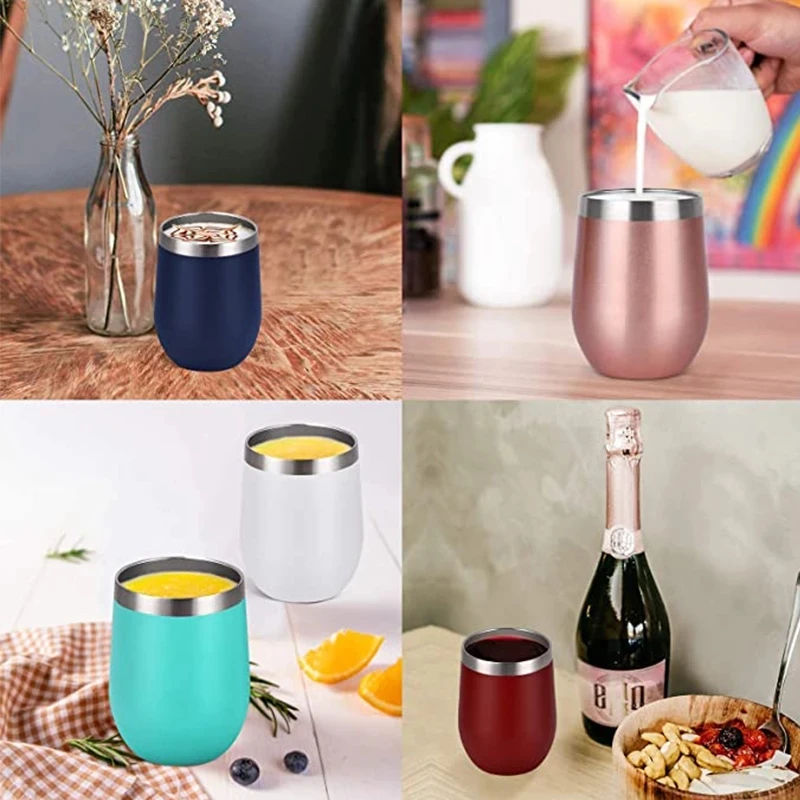 12 OZ Wine Coffee Mug Stainless Steel Vacuum Insulated Tumbler Leak Proof Thermo Beer Cup Thermal Bottle Wedding Gift Girl 350ml