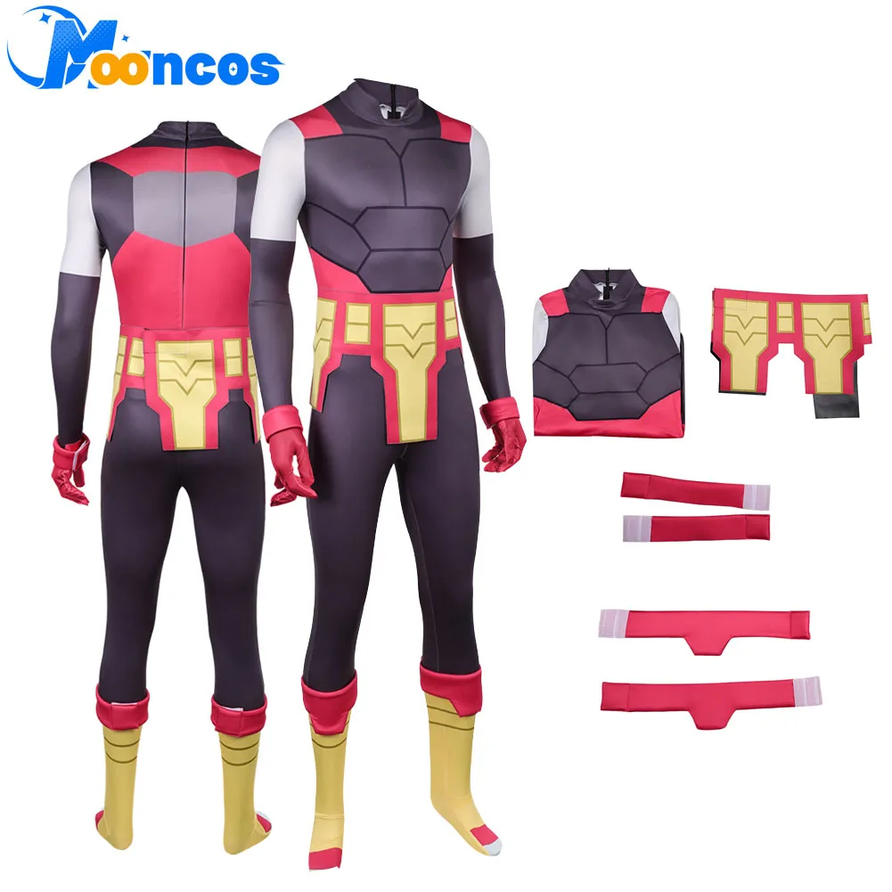 

Battle Beast Cosplay Costume Men Fantasy Jumpsuit Handguard Belt Anime Invincible Disguise Bodysuit Male Halloween Carnival Suit