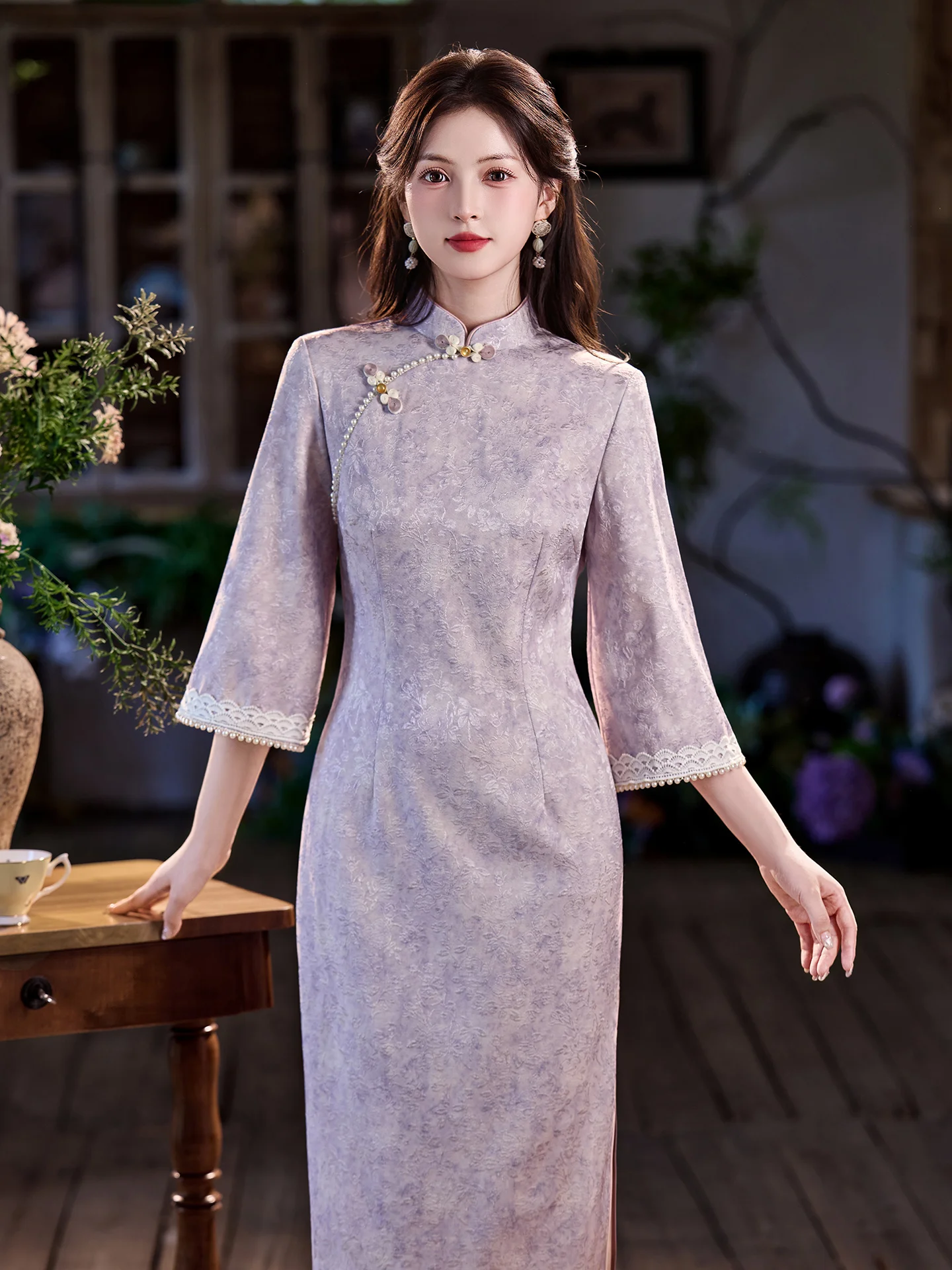 

Фиолетовое платье с длинным рукавом для женщин, молодежная версия, высококачественное, приталенное, для повседневной носки, комфортное, дышащее