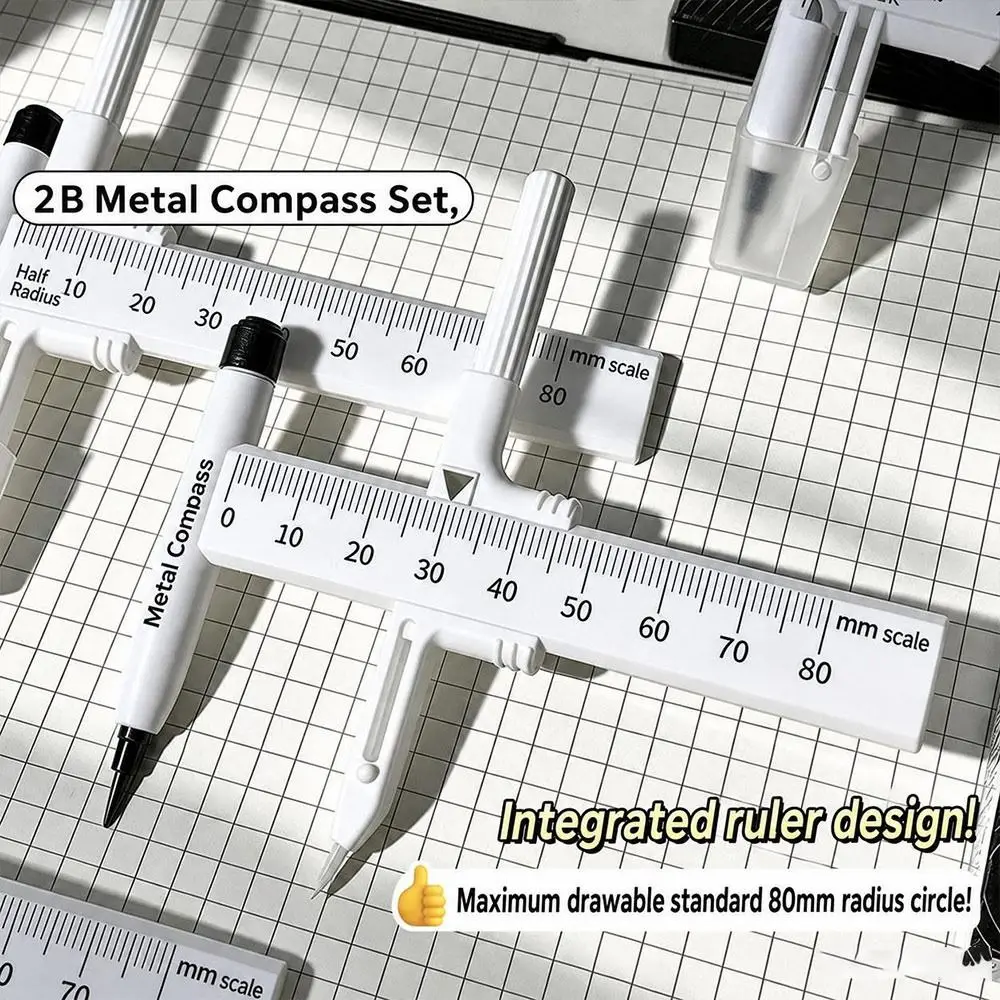 Digital Display Compass Lock-Distance with Replacement Pencil Leads Drawing Compass Safe No Metal Geometry Compass School Office