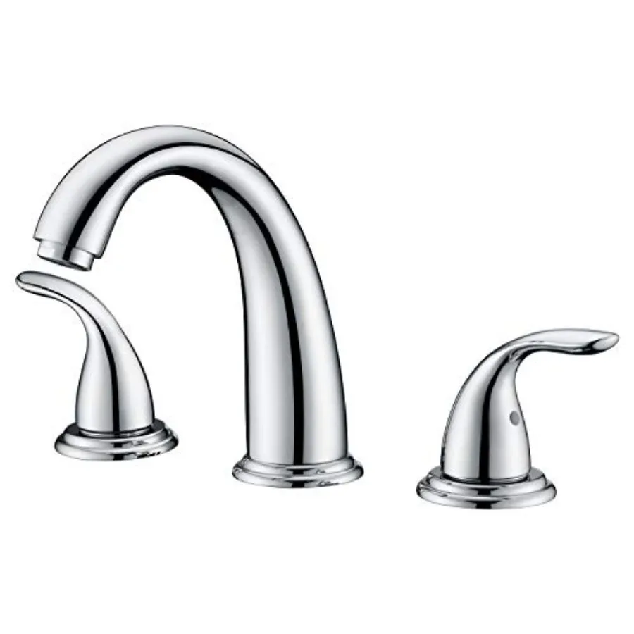 

Roman tub faucet with 2 handles, chrome finish, high-flow valve for widespread installation