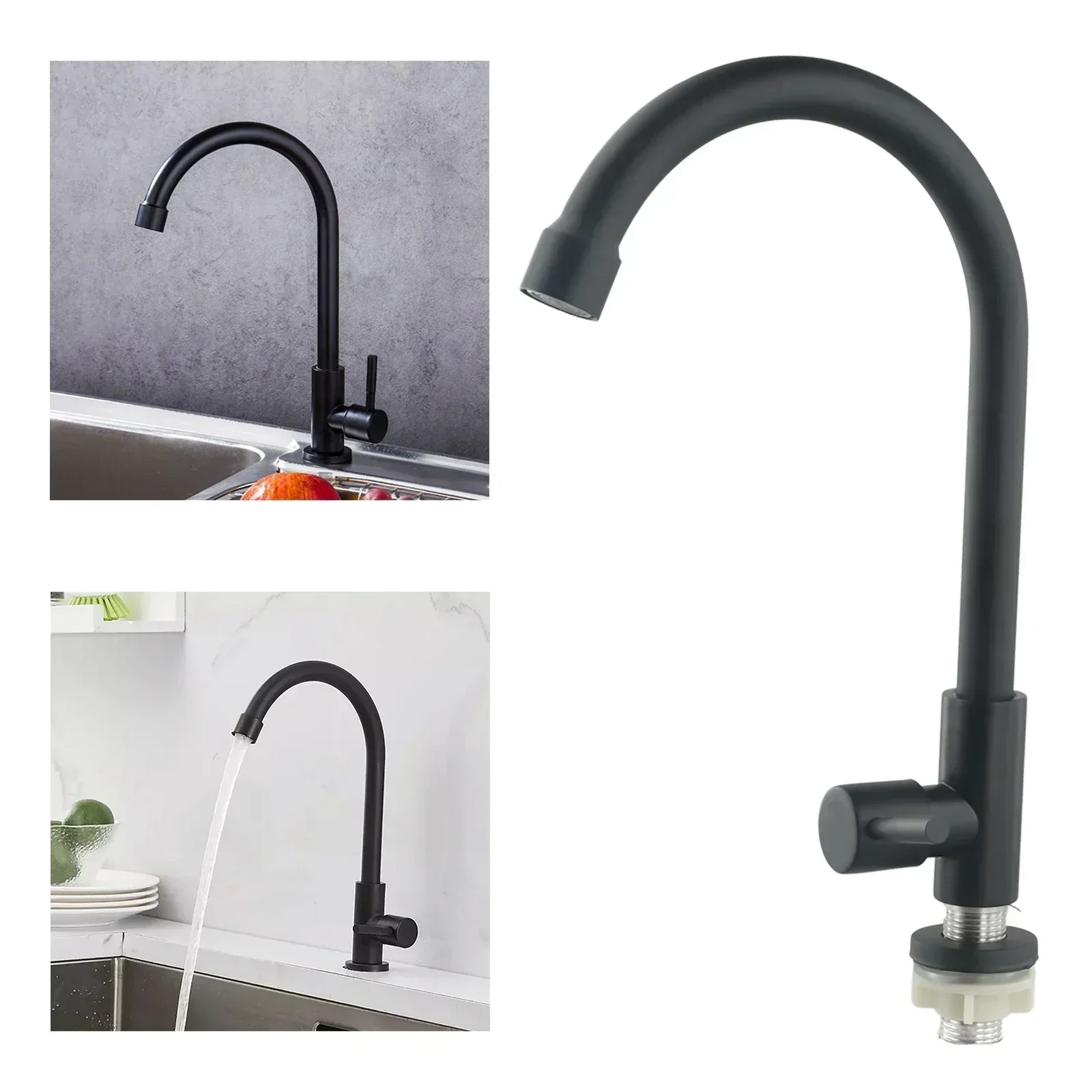 Stainless Steel Kitchen Faucet Water Purifier Single Cold Tap Deck Mount Degree Rotation Single Handle Sink Tap Water Saving