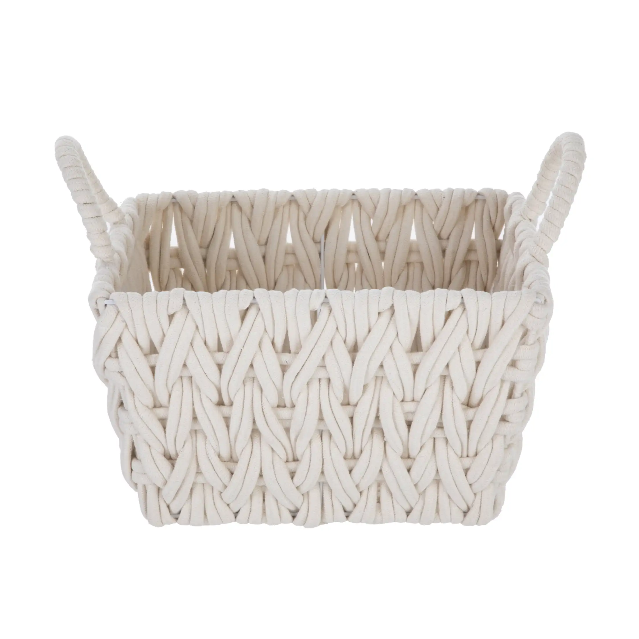 Medium White Woven Rope Decorative Storage Basket