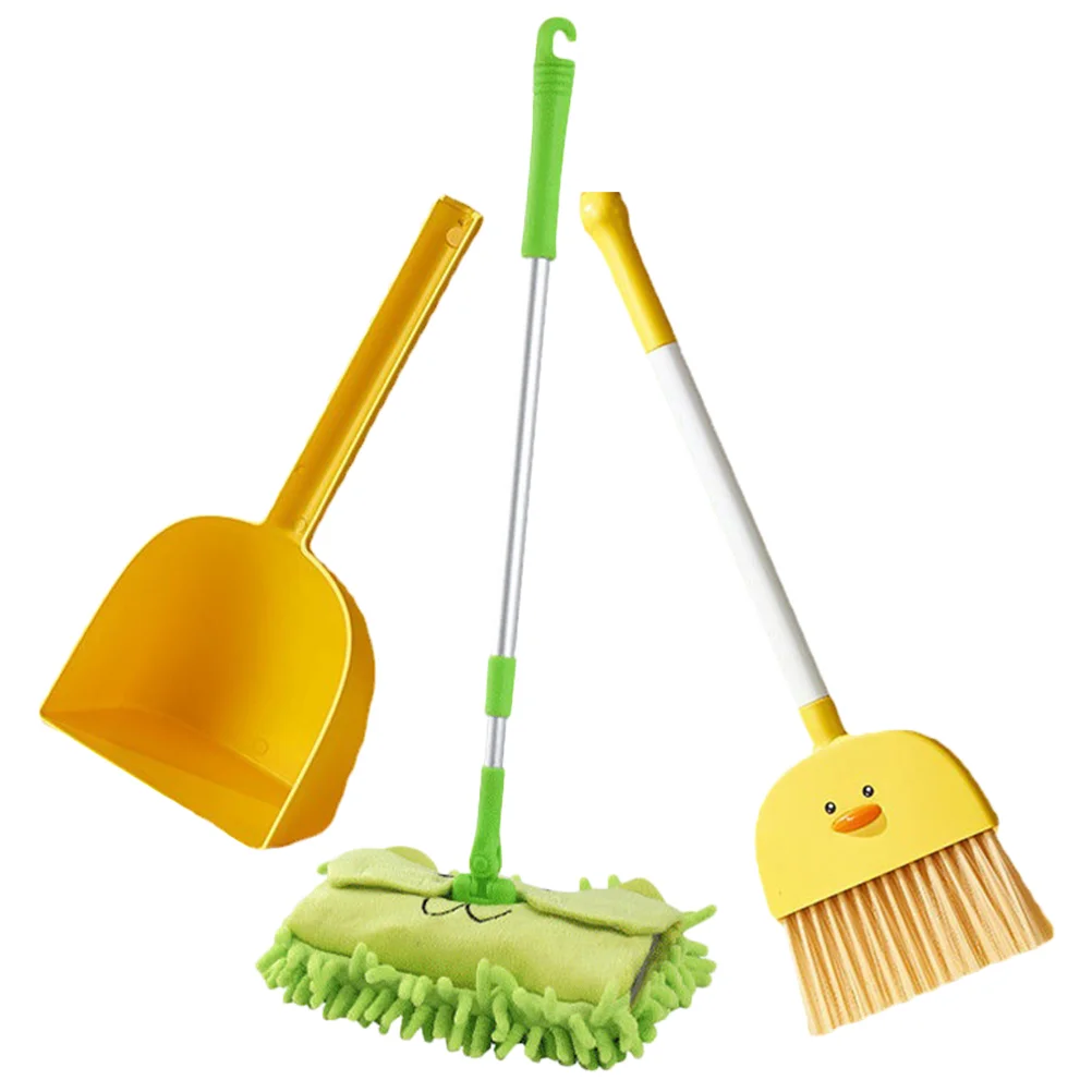 Children's Broom Dustpan Mop Mini Sweeping and Mopping Toy Set 3 Pieces Cleaning Tools Housekeeping