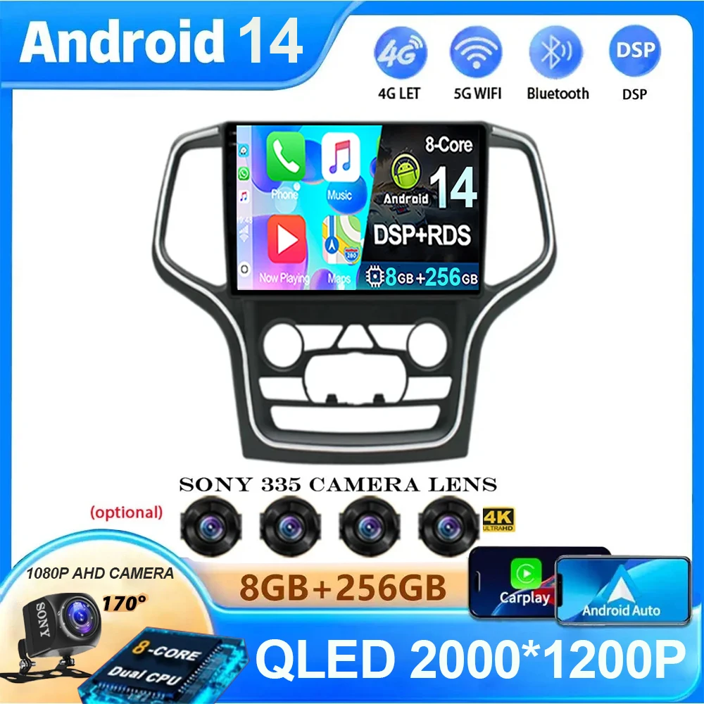 

Android 14 Car Radio For Jeep Grand Cherokee WK2 2014 GPS Navigation Wireless Carplay Autoradio 4G+ WIFI Multimedia Video Player