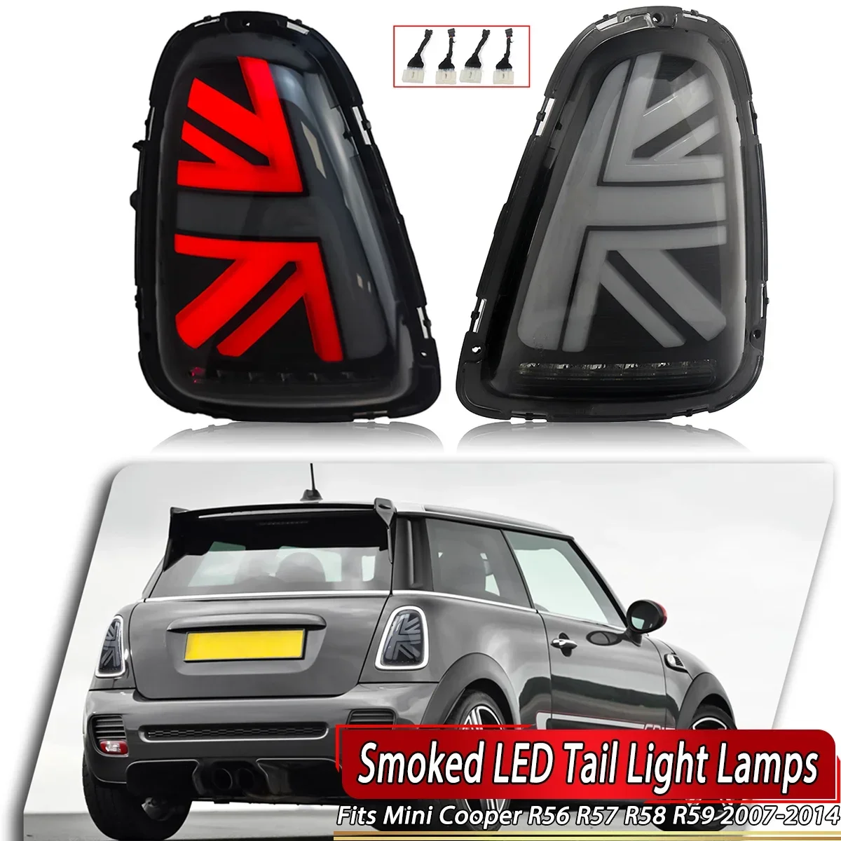 

Pair Tail Light Assembly For 2007-2014 Mini R56 R57 R58 R59 Cooper LED Tail Lights With Turning Signal Reverse Light