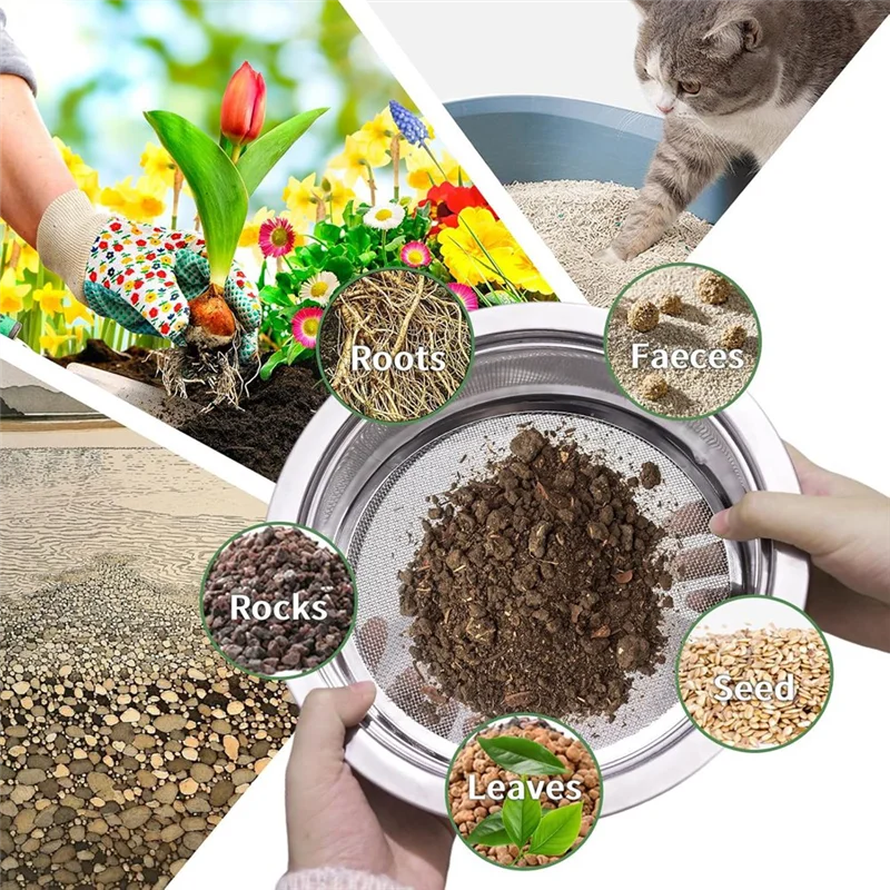

SOFT-Soil Sifter For Rocks,Compost Sifter With 5 Replaceable Mesh, Dirt Sifter For Gardening Soil Weed Sand Cat Litter Bonsai