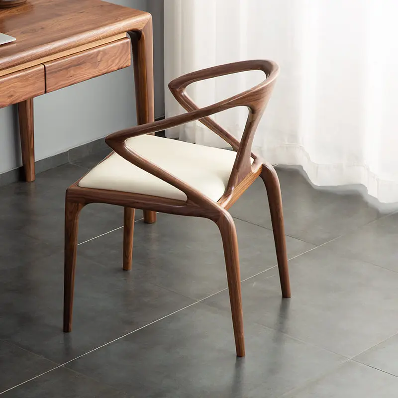Wooden Retro Dining Chairs Modern Ergonomic Arm Accent Dining Chairs Minimalist Space Saving Muebles Lounge Suite Furniture