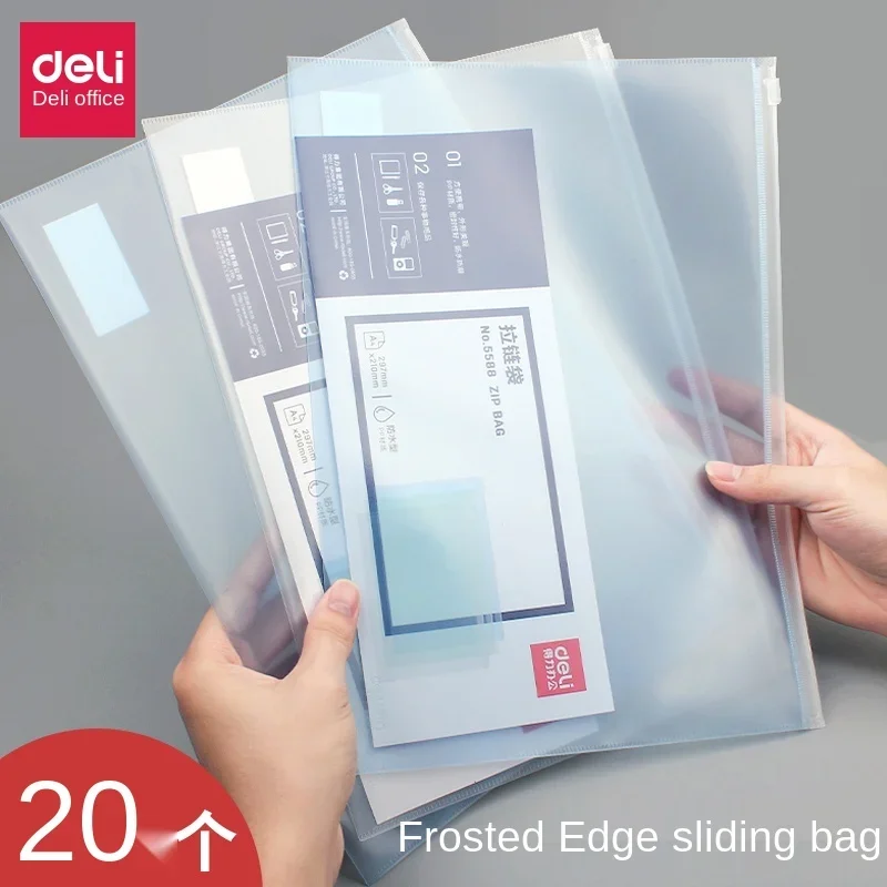 20pcs A5 Transparent Folder Office Supplies A4 Waterproof Test Paper File Case Storage Bag Zipper Stationery Bag Contract Bag