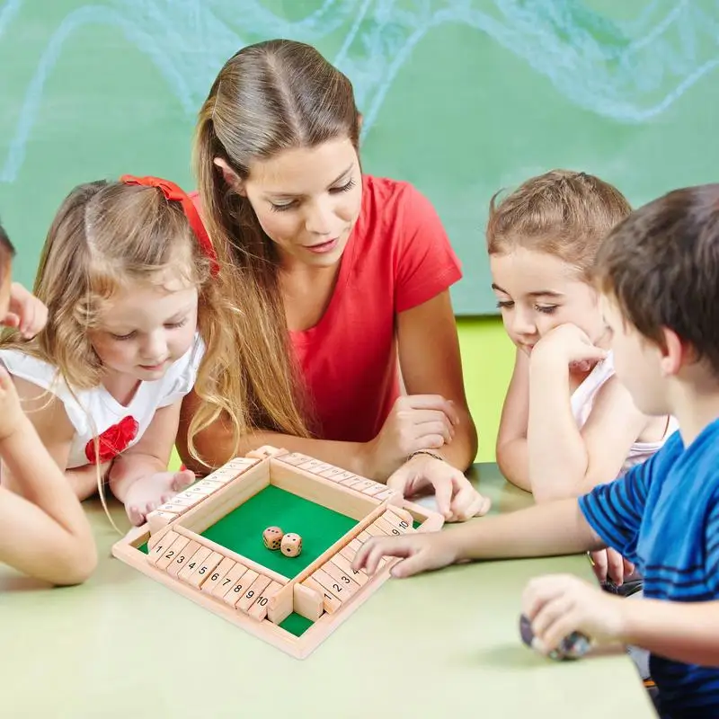 

Shut The Box Game Wooden Wooden Board Table Math Game Addition Training Decision-Making Skills 2-4 Players For Kids Fun Family