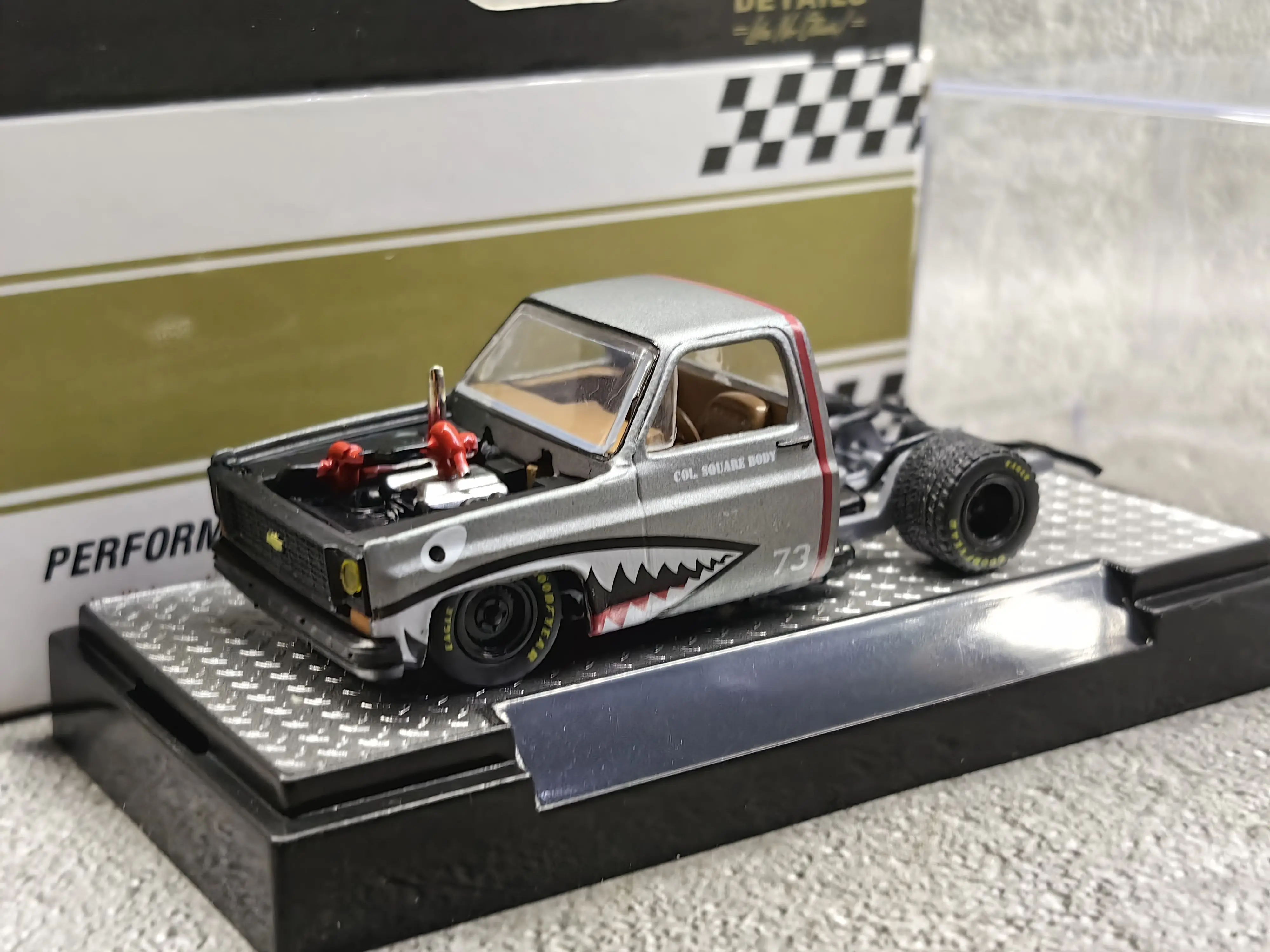 Diecast M2 1/64 Scale Chevrolet 1973 Cheyenne 10 Racing Pickup Open-front Lid Alloy Car Model Collectible Toy Gift Souvenir