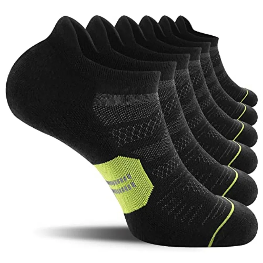 

CS CELERSPORT Men's Ankle Running Socks with Cushion, Arch Support Low Cut Athletic Tab Socks for Men Women 6 Pack