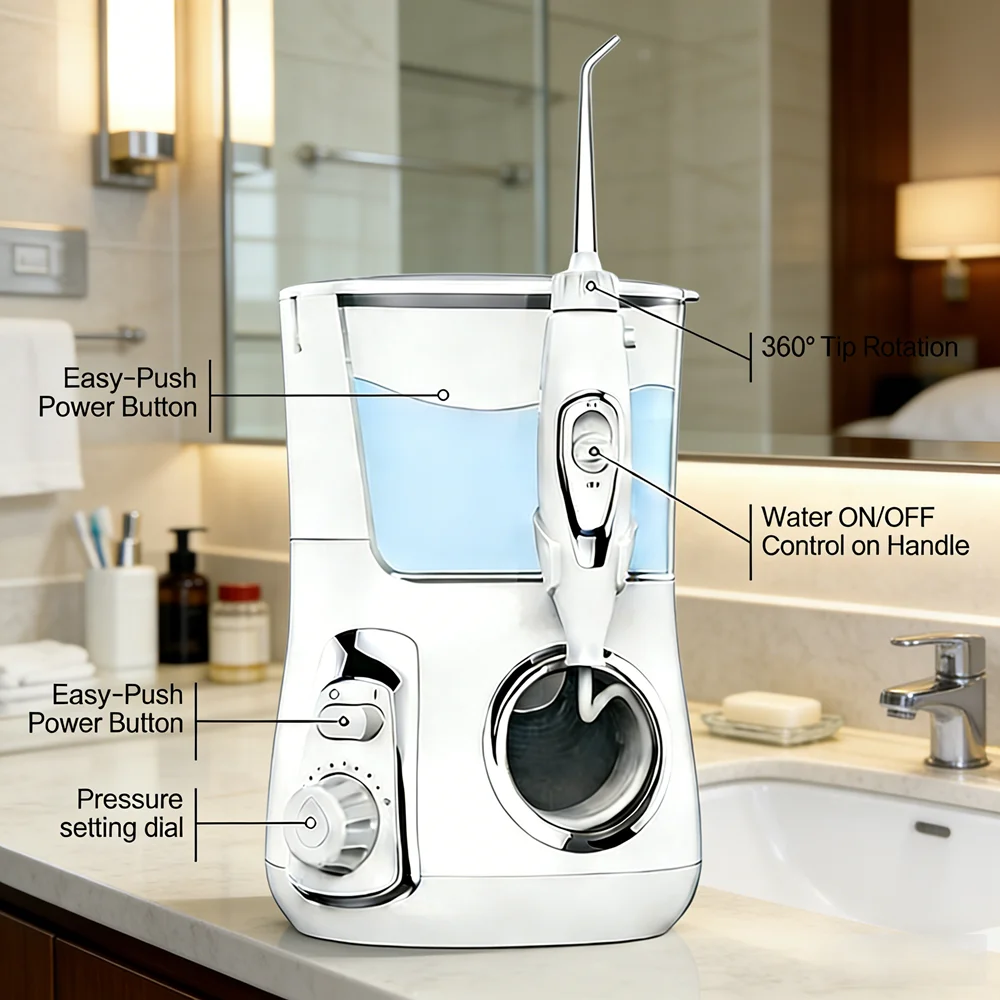

800ML Electric Teeth Cleaning Water Jet 10 Modes 5 Nozzles Desktop Oral Irrigator for Daily Dental Care