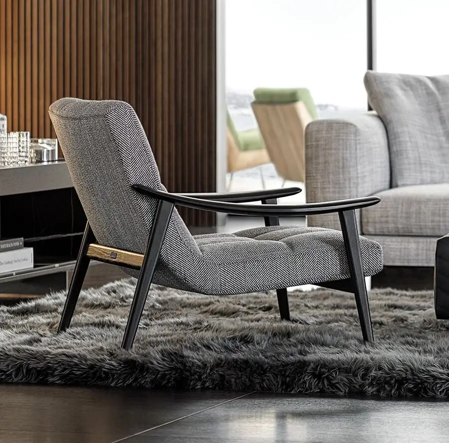 -Italian simple accent armchair living room fabric recliner